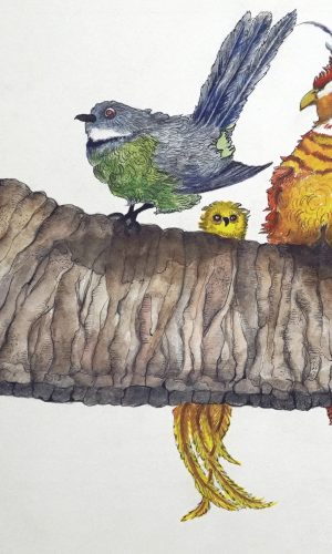 Birds on a Trunk